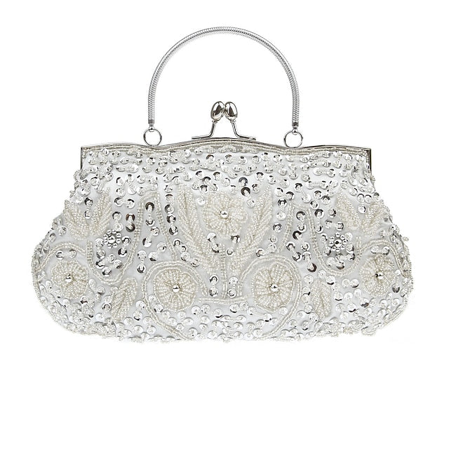 Evening White Clutch Beaded – Vintage Purse Women's