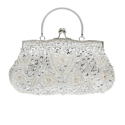 Evening White Clutch Beaded – Vintage Purse Women's