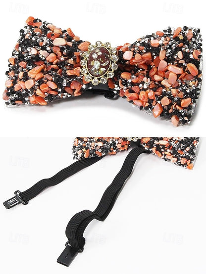 with Gemstone Strap Bow Men's Luxury Adjustable – Tie