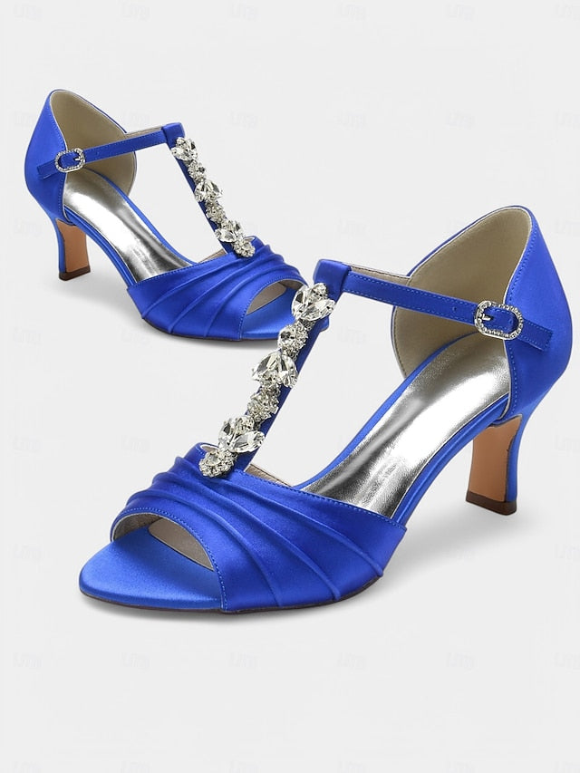 Crystal Bridal Open-Toe with Detail Heels Satin White –