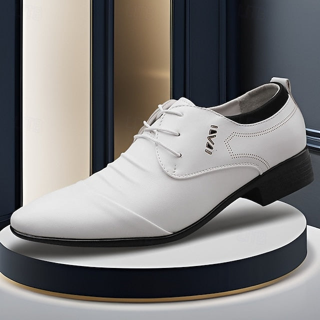 Elegant for - White Lace-Up Men's Formal Shoes