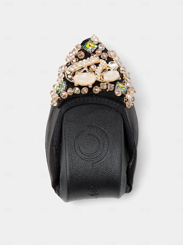 Women's Black Flats Rhinestone with Ballet Foldable
