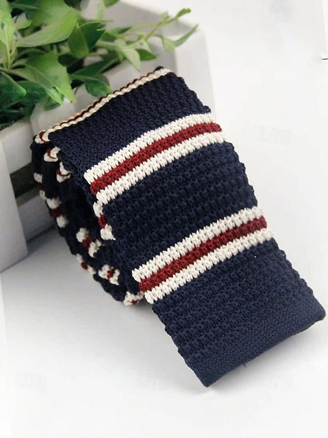 Men's Neck Stripe Woven Stylish Christmas Tie - Knit