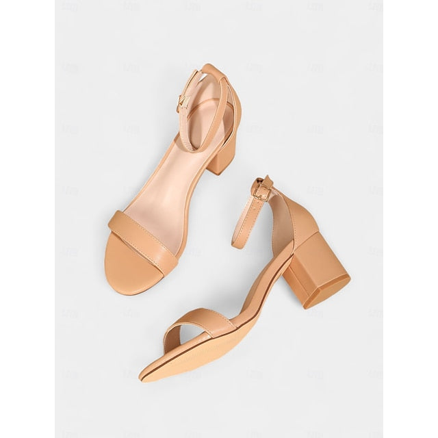 Sandals with Glitter Heel Ankle Stylish Block Women's Gold