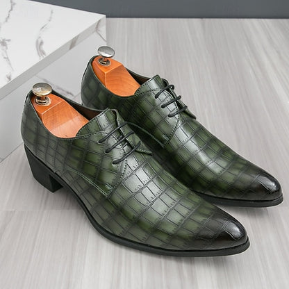 Pattern Faux Crocodile – Men's Red Shoes Leather