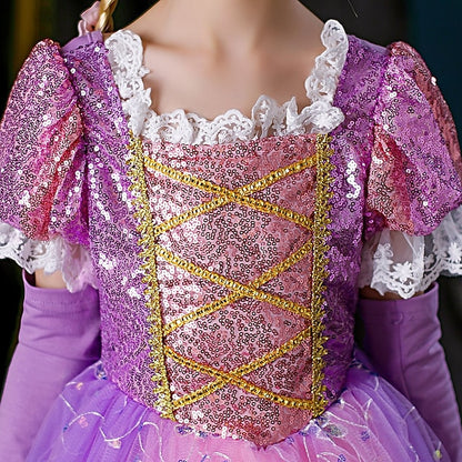 Girl Flower Dress Cosplay Princess Cloak Rapunzel