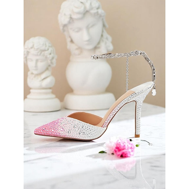 Slingback Gradient Heels Women's Crystal with - Stiletto