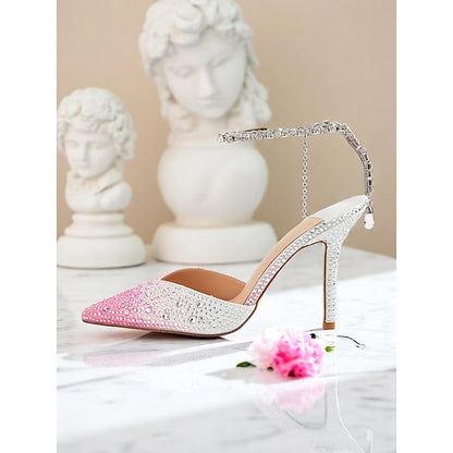 Slingback Gradient Heels Women's Crystal with - Stiletto