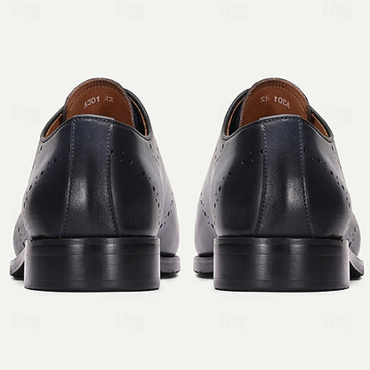 Men's Shoes Classic Oxford Cowhide Genuine Navy Blue