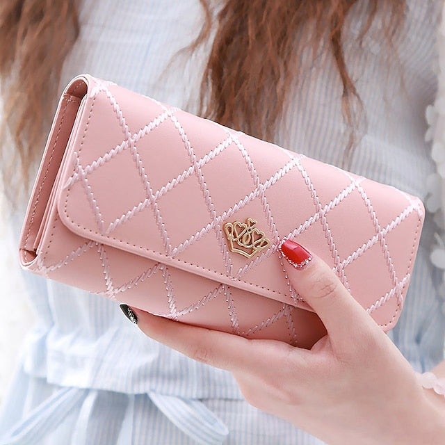 Gold Crown - Wallet Pink Emblem Women's with Quilted