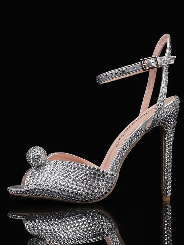with Sandals Rhinestone Embellished Women's Stiletto Heel