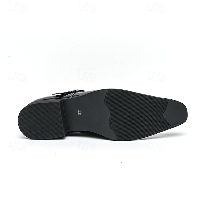 Monk Shoes Strap Leather Black Men's – Formal