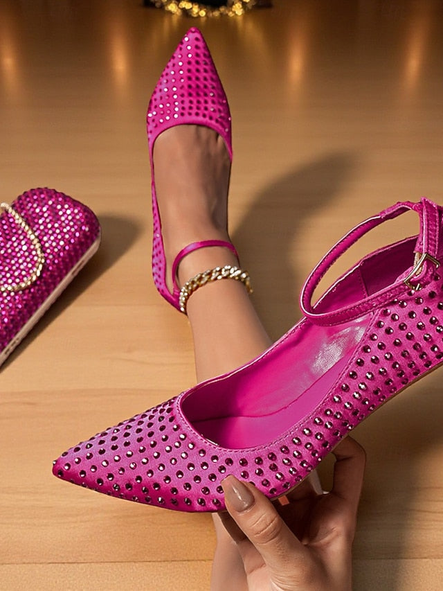 and Green Matching Bag Heels Clutch Set Women's Rhinestone