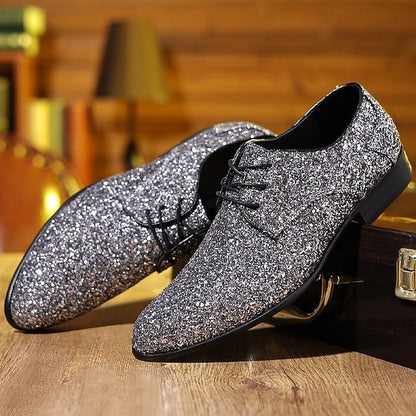 – Shoes Purple Bold Statement Lace-up Glitter Party Men's