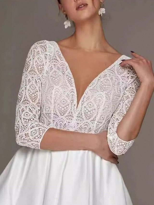 Tea A-Line Dress Elegant V Mother of the Simple Neck Bride