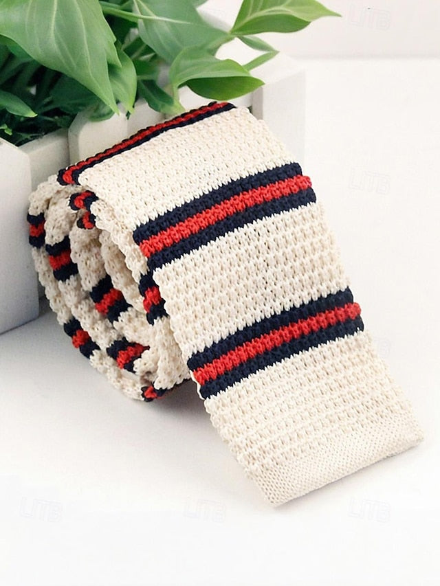 Men's Neck Stripe Woven Stylish Christmas Tie - Knit