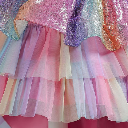 Party colour Kids Wedding Sequin Dress Girls' Sleeveless