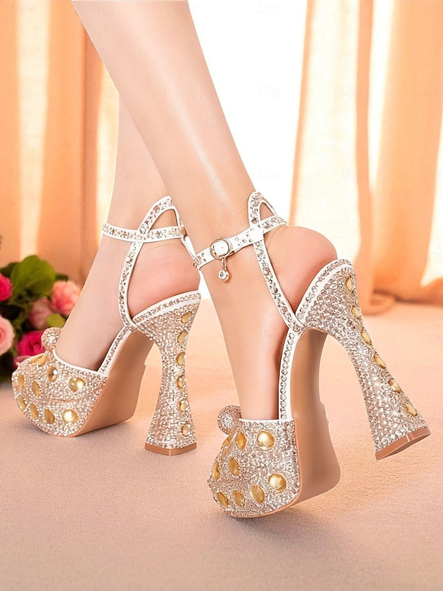 Platform with Women's Rhinestone Sandals Matching High Heel