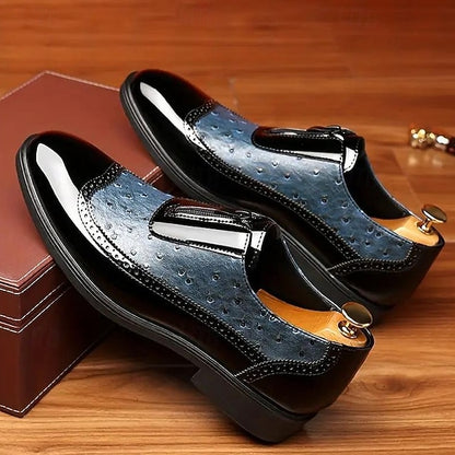 Tan and Black with Colorblock Shoes Patent Formal Men's