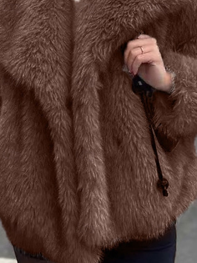 Coat Fur Faux Furs Leathers Comfortable Women's Warm