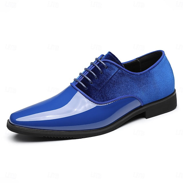 Shoes Velvet with Men's White Blue and Finish Glossy