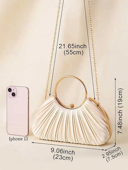 Ring Clutch Pleated - with Handle Elegant Gold Velvet Green