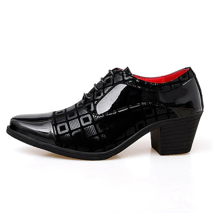 and Patent Oxford Red Block Heel Men's Shoes Black Leather