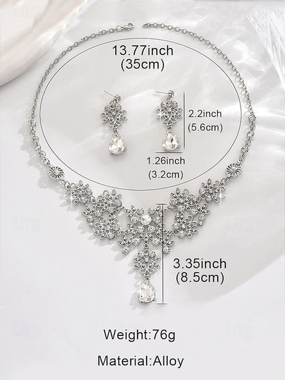 Jewelry and Tiara Elegant Silver Rhinestone Set – Women's