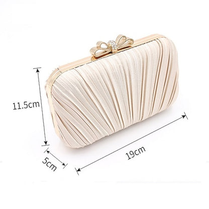 Women's – Bag Elegant Rhinestone Clutch White Bow Pleated