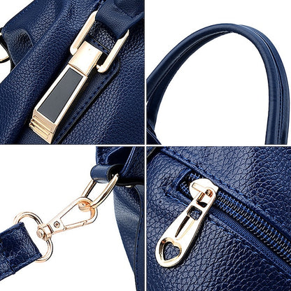 Handles Women’s and Top Faux with Handbag Black Leather