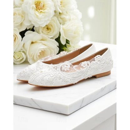 Embroidered – Flats Lace Vintage Ballet White Women's
