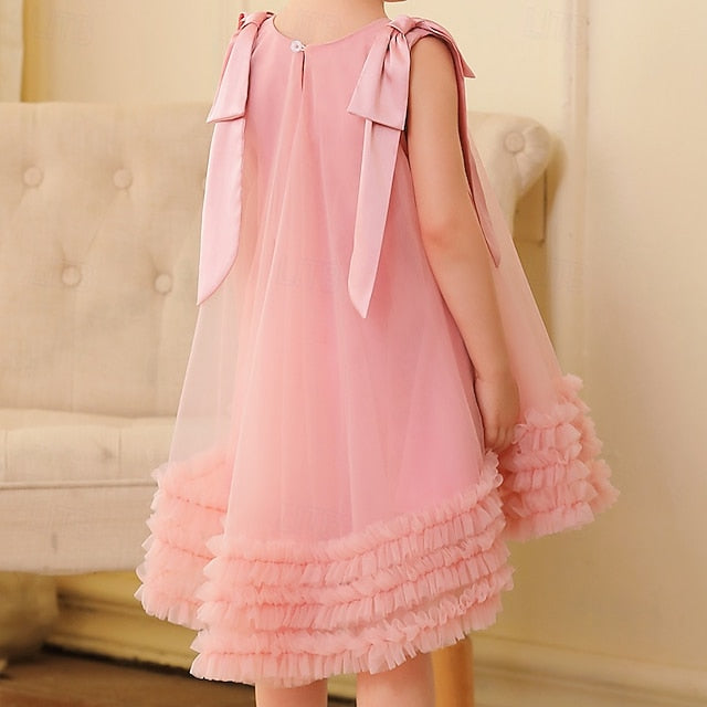 Solid Girls' Floral Sleeveless Dress Color Party Kids