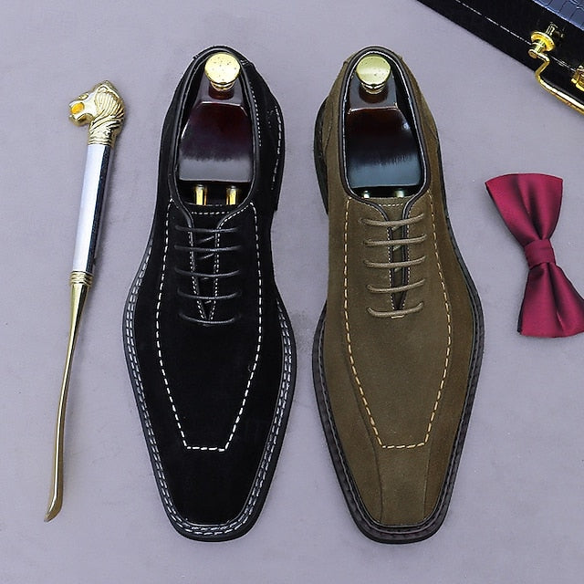 - Classic Cowhide Genuine Leather Shoes Men's Derby Suede