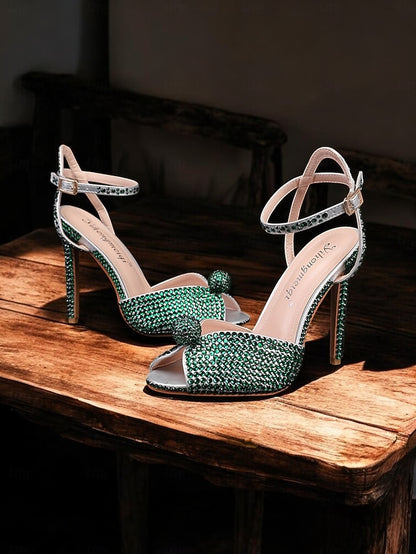with Sandals Rhinestone Embellished Women's Stiletto Heel