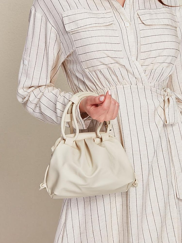 Cream – Elegant Handbag with Drawstring Closure Women's