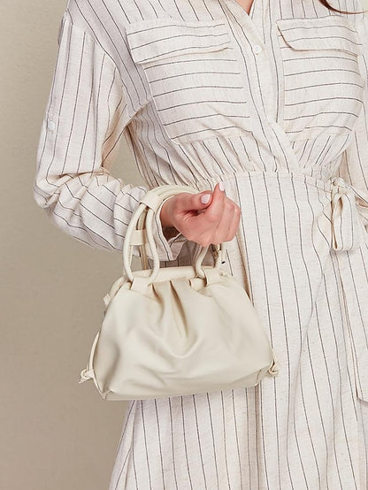 Cream – Elegant Handbag with Drawstring Closure Women's