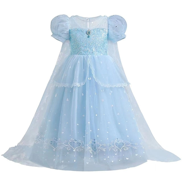 Cloak Cosplay Flower Frozen Girl Elsa Dress Princess
