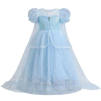 Cloak Cosplay Flower Frozen Girl Elsa Dress Princess