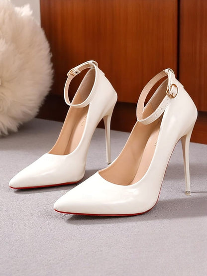 Stiletto Ankle with Women's Leather Heels Patent Black