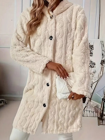 Comfortable Women's Casual Warm Fur Buttons Coat Faux