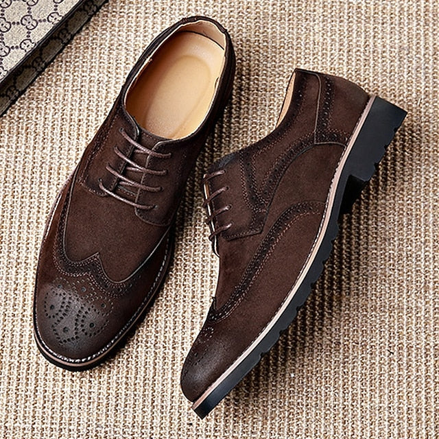 Shoes – Lace-Up Derby Brogue Men's Brown Vintage