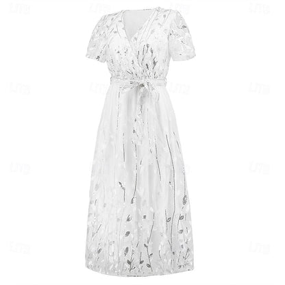 Sequin Dress Bride of A-Line Neck V the Elegant Mother