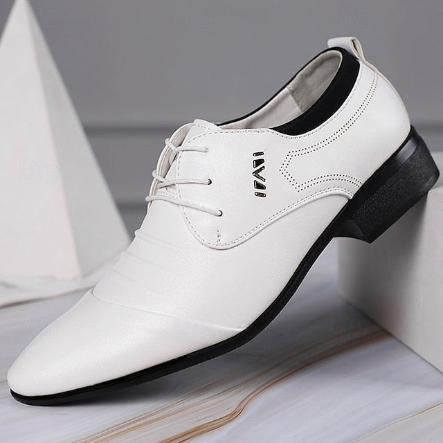 Elegant Lace-Up for Shoes - Men's White Formal