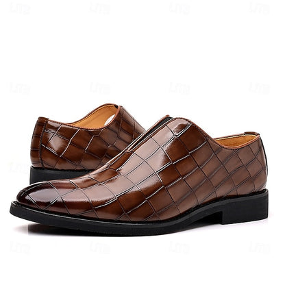 Slip-On Pattern Burgundy Men's Crocodile Shoes –