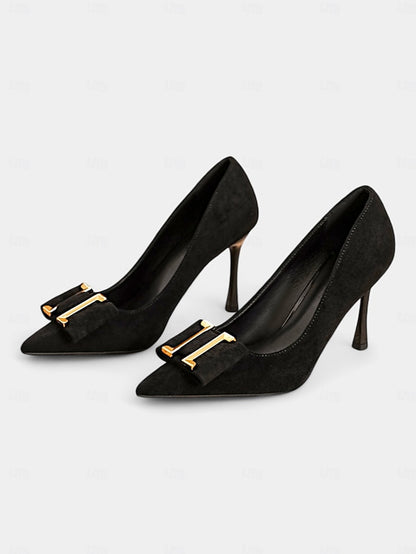 Elegant Toe Teal Kitten Velvet Heel Pointed Women's Pumps -