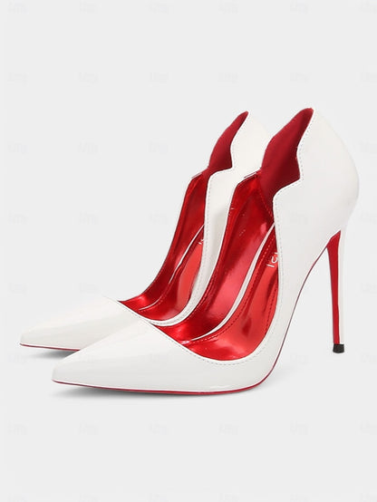 High Toe Soles Pointed Patent with – Red Black Leather Heels