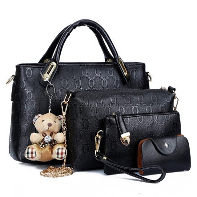 4 Bag Leather Purse PU Women's Pieces Set