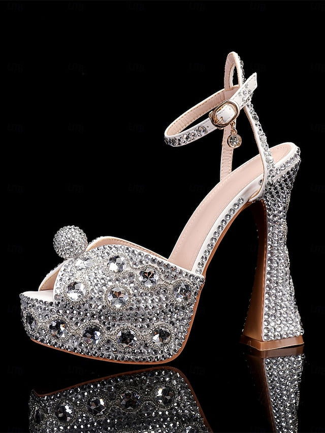 Glamorous Platform Crystal-Embellished Women's with Sandals