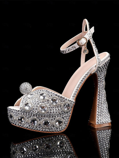 Glamorous Platform Crystal-Embellished Women's with Sandals