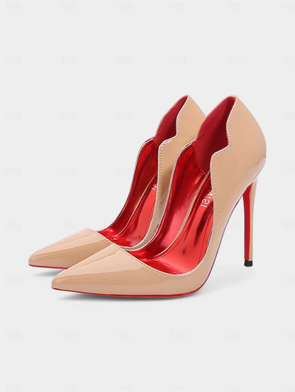 High Toe Soles Pointed Patent with – Red Black Leather Heels